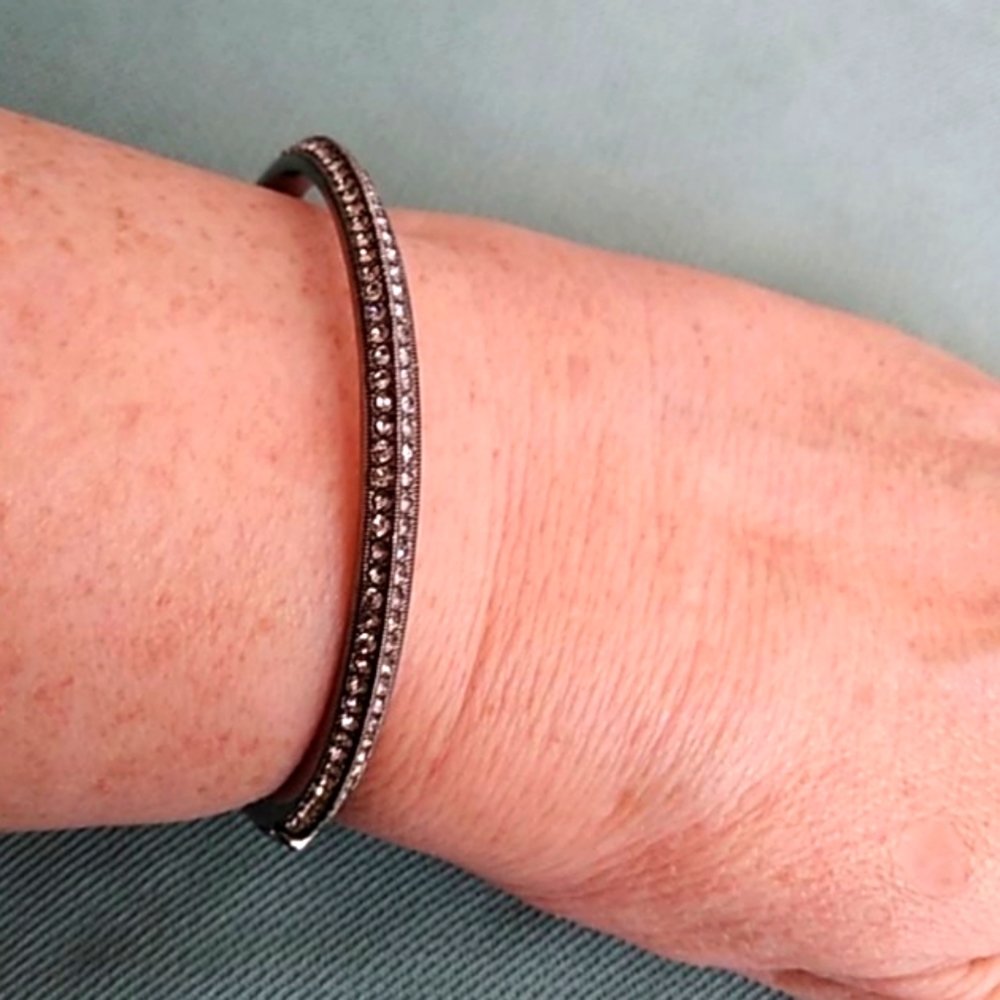 DIAMONDIQUE CRYSTAL BRACELET IN GUNMETAL TONE BRAC